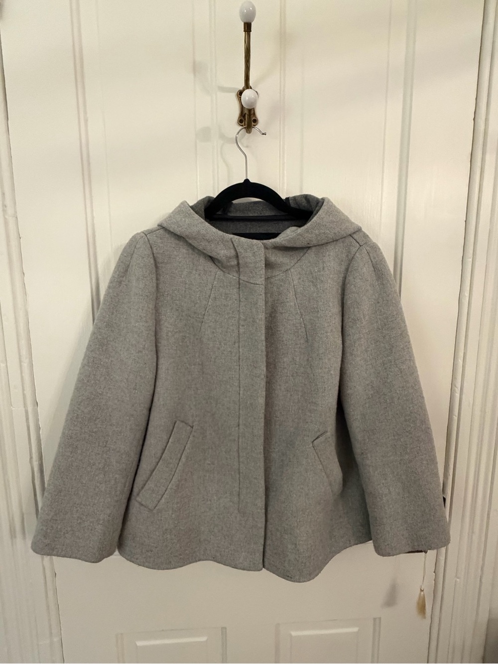 Zara Gray Hooded Wool Blend Coat